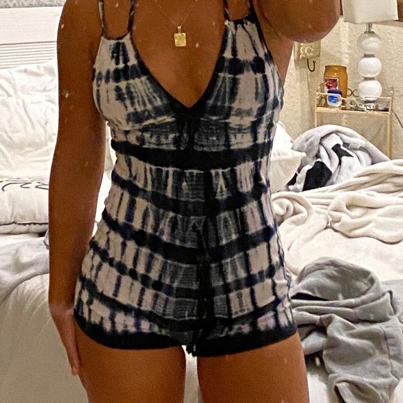 Tie Dye Open Back Romper - Picture 1 of 8